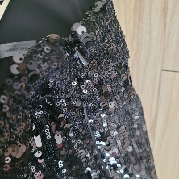 Ramy Brook Christine Black Sequin Wide Leg Pants Women's 4 Disco Grunge Holiday - Picture 3 of 4